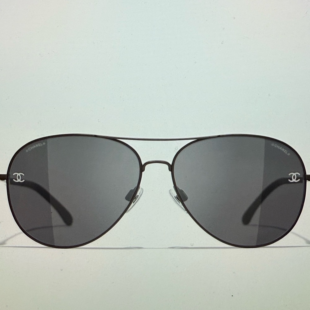 CHANEL Dark Gray Aviator Sunglasses